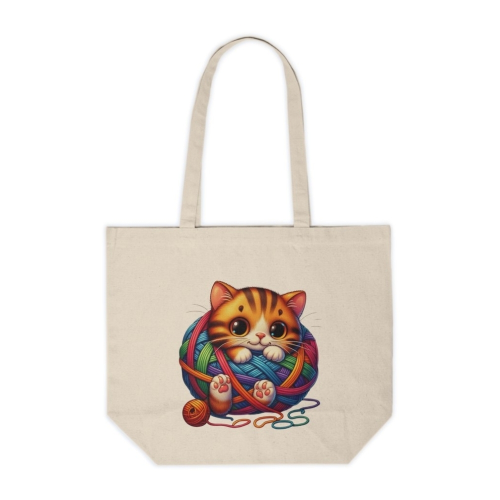 Cat In A Ball of Yarn Custom Canvas Tote Bag